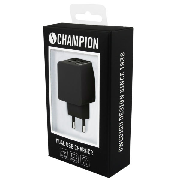 Champion Dual USB Laddare 230V 3.4A Sva - Bild 10
