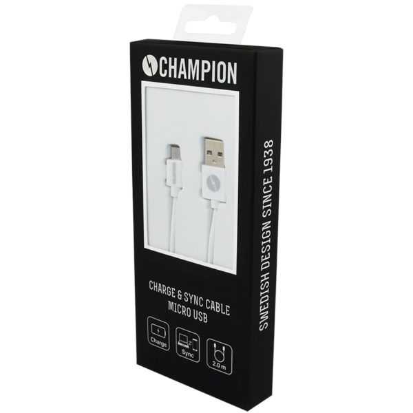 Champion Ladd&Synk kab. MicroUSB 2m Vit - Bild 2