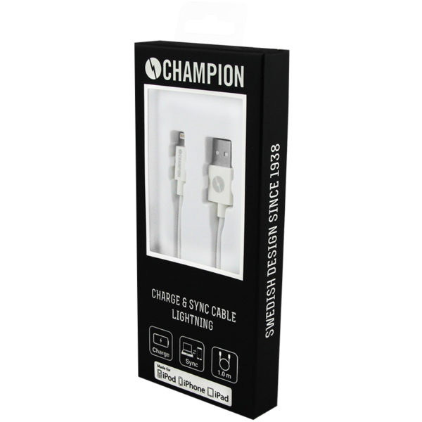 Champion Ladd&Synk kab Lightning 1m Vit - Bild 2