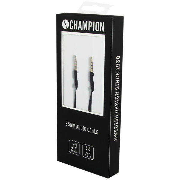 Champion 3,5mm Audiokabel 1,0m Svart - Bild 2