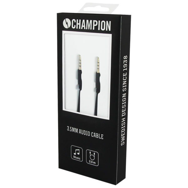 Champion 3,5mm Audiokabel 2,0m Svart - Bild 2