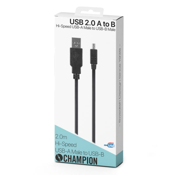 Champion USB 2.0 kabel A->B hane 2.0m - Bild 2